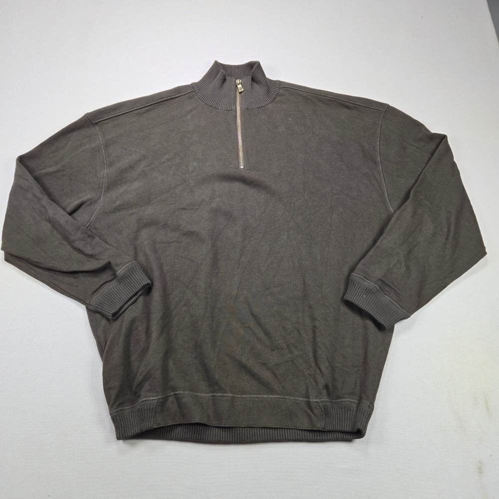 Tommy Bahama Pullover Quarter-Zip Solid Knit Brown Mens Size Medium